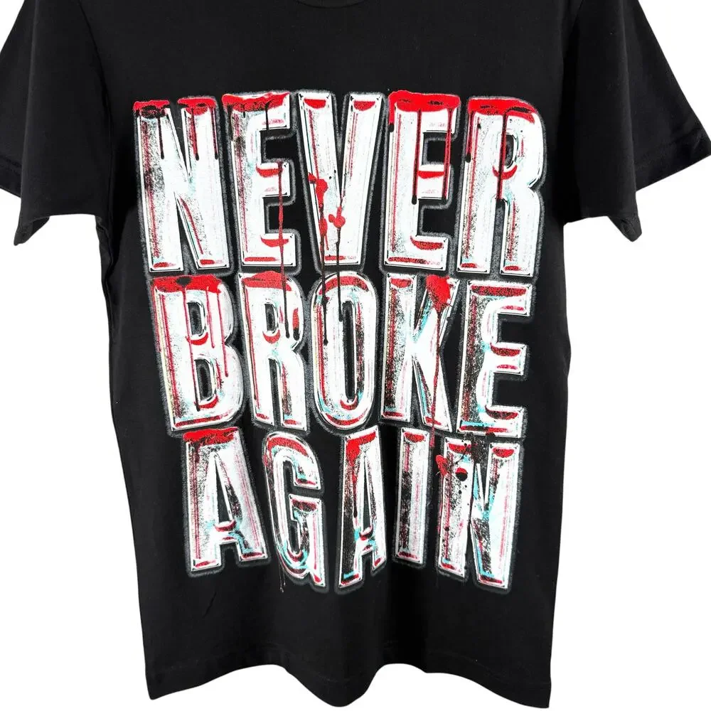 Never Broke Again Blood Dripped Logo T-shirt Mens S - Streetwear Skater HipHop - Picture 5 of 11